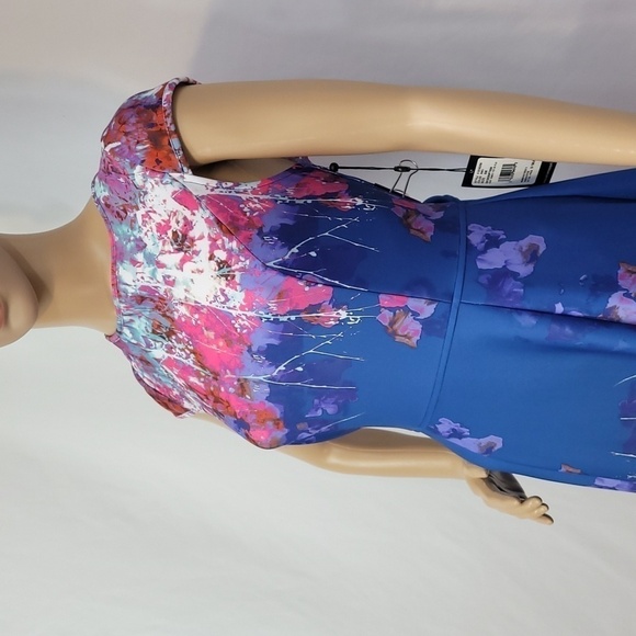 ADRIANNA Pappell Blue white Pink Floral Dress - Picture 9 of 12